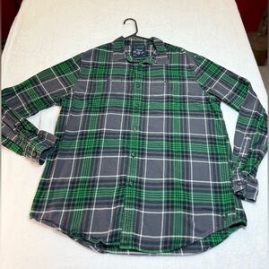 American Eagle Outfitters Green and Gray Checkered Shirt Size XL Prep Fit